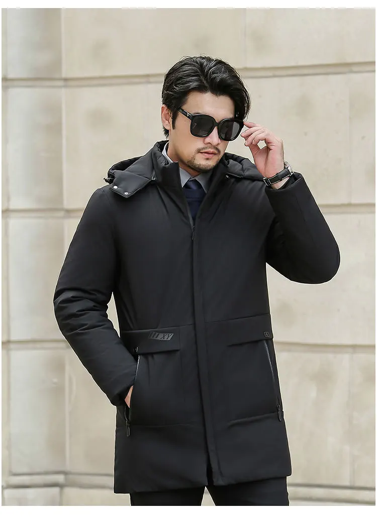 New Winter Down Jacket Male High Quality Waterproof Thick Warm Long Cotton Coat Male Detachable Cap Winter Parkas