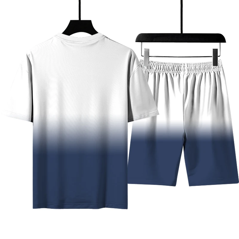 

Men's casual T-shirt suits, letter gradient printed short-sleeved T-shirts, sports suits and shorts, summer new styles