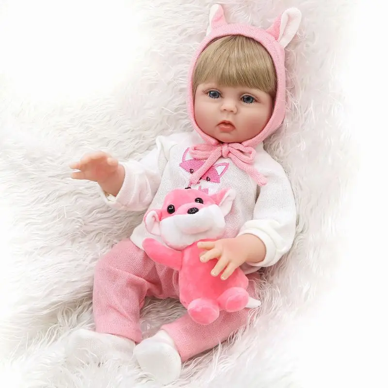 

47cm Realistic Doll Full Soft Vinyl Toddler Babies Lifelike Girl Dog Accompany 97BC