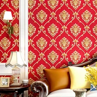 3d european damascus wallpaper waterproof simple red warm beauty salon special background wallpaper