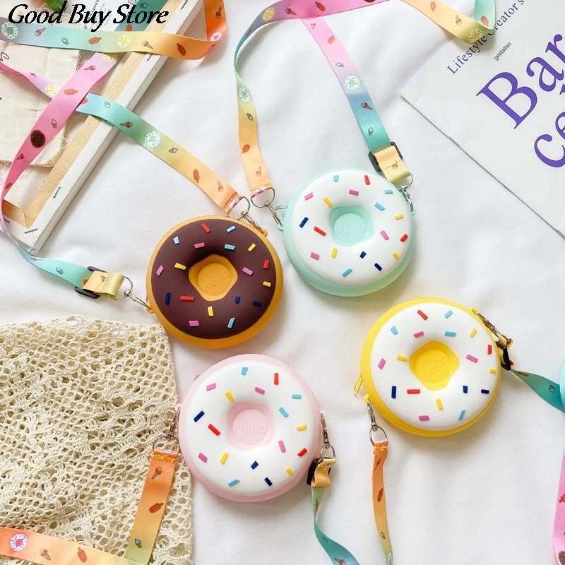 

Mini Cute Donuts Purse Girls Lovely Cartoon Crossbody Bag Round Dessert Shoulder Bags Women Phone Messenger Pouch Handbags 2021