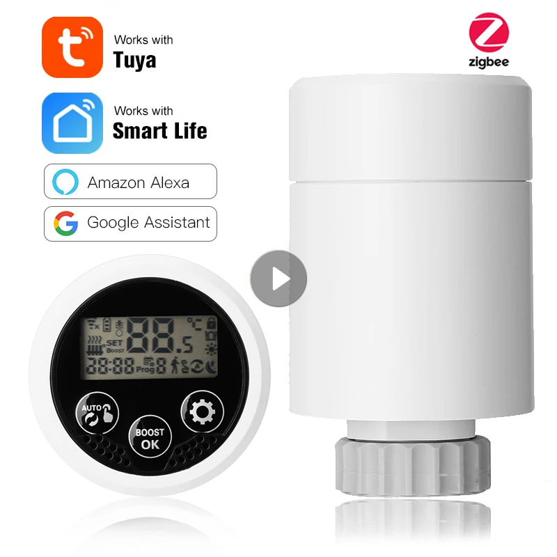 

Программируемый термостат Tuya Smart ZigBee, термостатический клапан радиатора, регулятор температуры с поддержкой Alexa