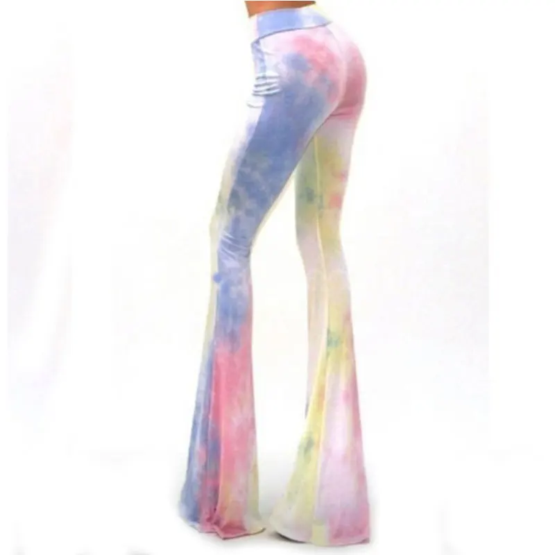 

Women Fashion Modern Pants Stretch Tie Dye Trousers Ladies Sexy Flare Leg Fashion Leggings Female Slim-fit Flared Pants