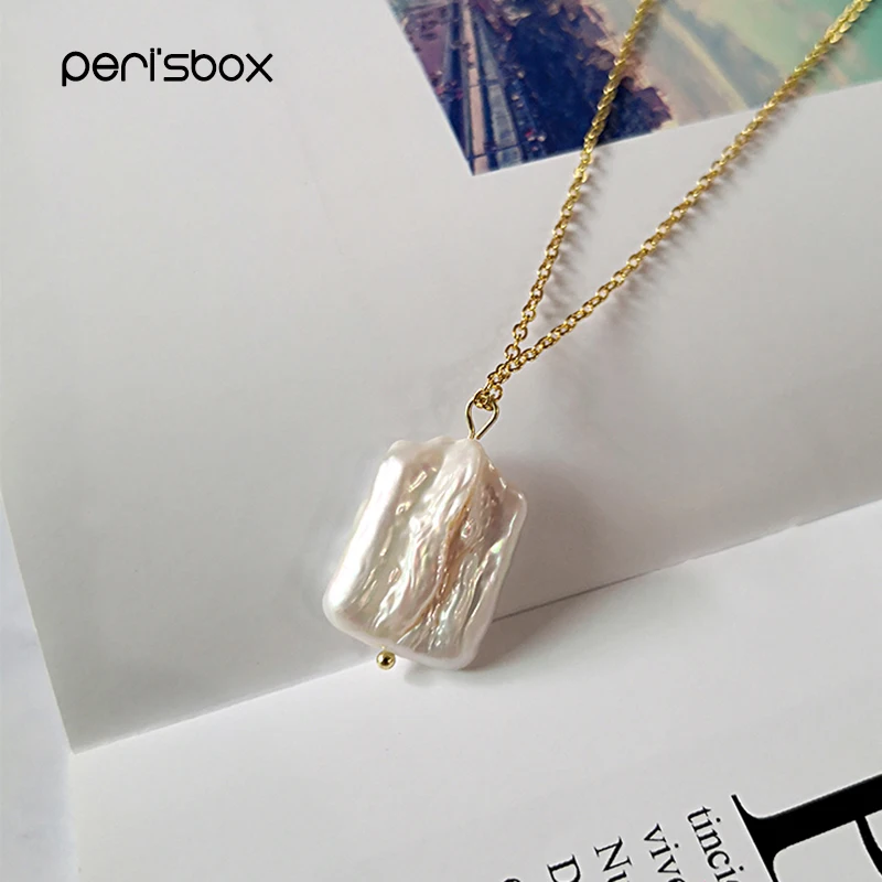 Peri'sBox белый квадратной формы жемчужные ожерелья для женщин нерегулярная