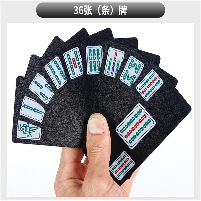 High Quality Waterproof PVC Plastic Mahjong Playing Card Set Trend Poker Classic Magic Skill Tool Pure Black | Дом и сад