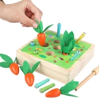 baby montessori pulling radish toy catching insects cognition match family game puzzle wooden toys for children birthday gift