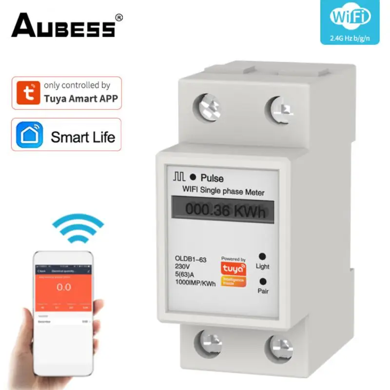 

Tuya WiFi Smart Metering Energy Meter 110-286V Smart Life APP Timer Remote Control Din Rail Single-phase Smart Metering Switch