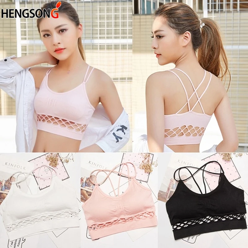 

Sexy Women Tops O-Neck Hollow Camisole Vest Bra Blouses Tank Tops Cropderwear 2021 New Women Crop Top White Black