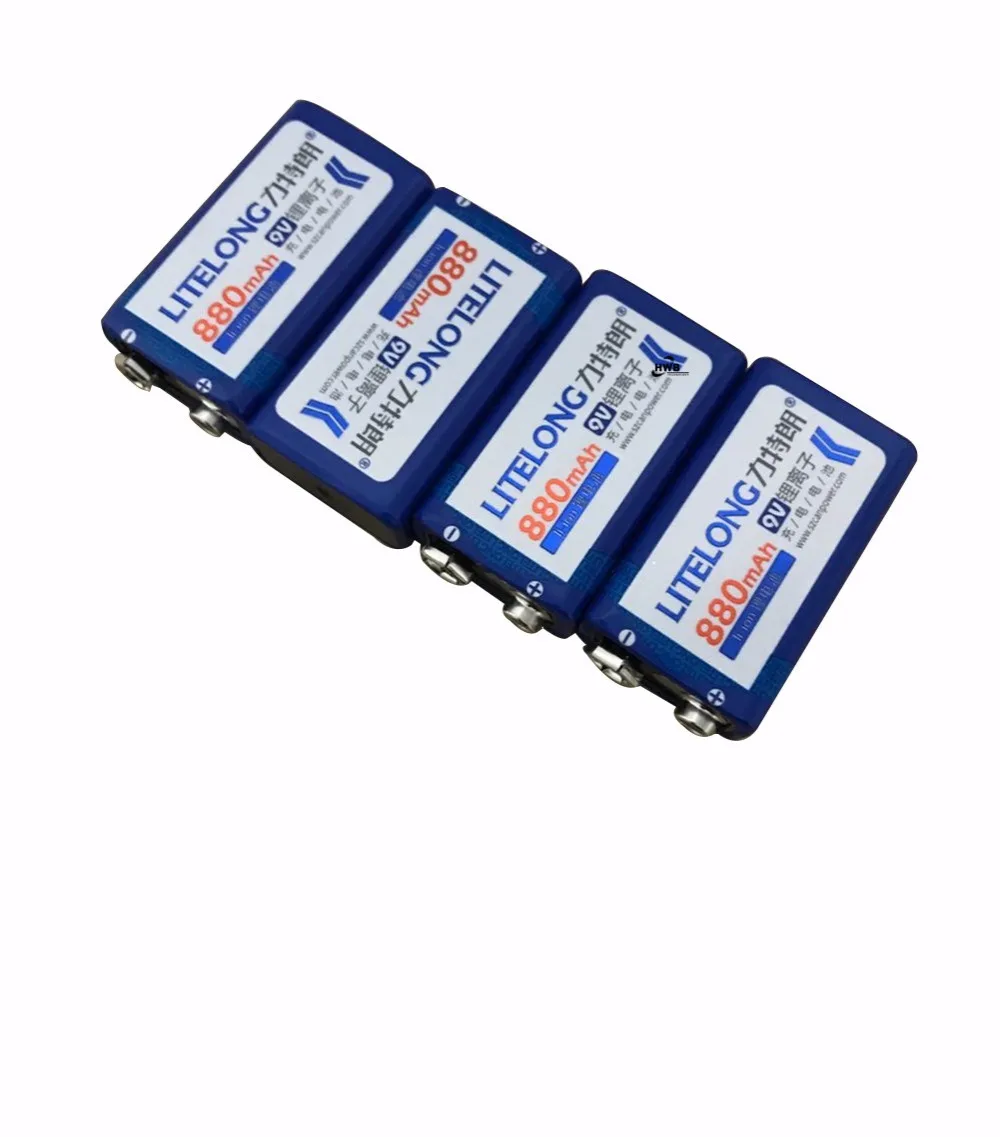 Литий ионный перезаряжаемый аккумулятор 9 В 880 мАч 4 шт.|battery volt|battery battery batterybattery volt
