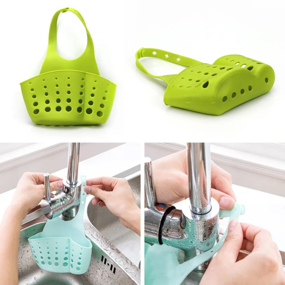 

Kitchen Sink Shelving Bag Dish Cloths Rack Suction Sponge Hanging Drain Holder Faucet Multipurpose Storage Rack