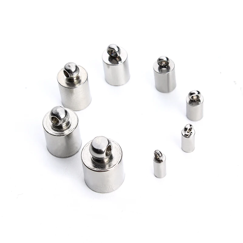 

20pcs 2/2.5/3/4/5/6/7/8mm Stainless Steel Silver Tone End Caps Crimp Beads Covers Connectors for DIY Jewelry Making Findings