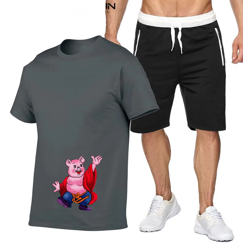 

2021 Hot Sale Summer Printed T-shirt Pants Suit Casual Brand Fitness Jogging Pants Hip Hop Fashion Men's SportSwear
