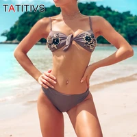 tatitivs embroidery beads flowers bikini set women swimsuit 2021 summer vintage swimwear set brazilian beach bathing suit