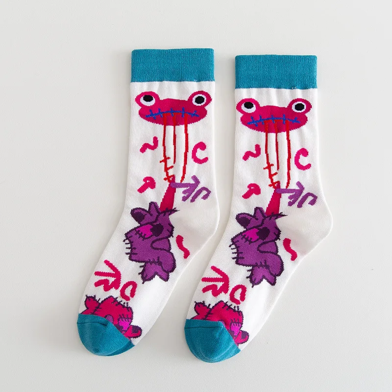 

New Warm Unisex Socks Cartoon Cute Personality Animal Happy Series 100 Cotton Comfortable And Breathable Ladies Socks