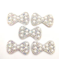 40pcs 3 7x2 2cm padded pearl bowknot applique for diy clothes hat shoes headwear hair clips decor patches