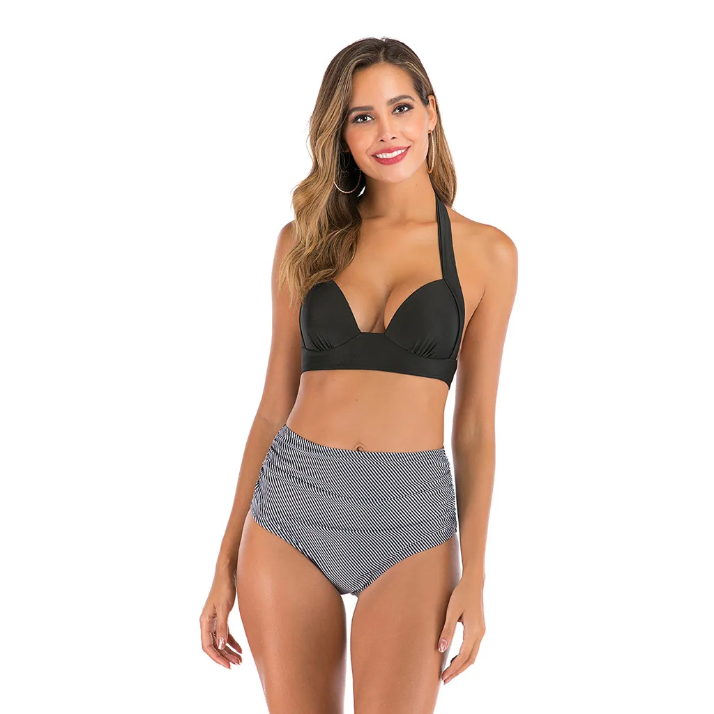 Комплект сексуального бикини с цветочным принтом и высокой талией купальник