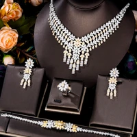 soramoore famous super luxury bicolor crown design women wedding naija bridal cubic zirconia necklace dubai dress jewelry set