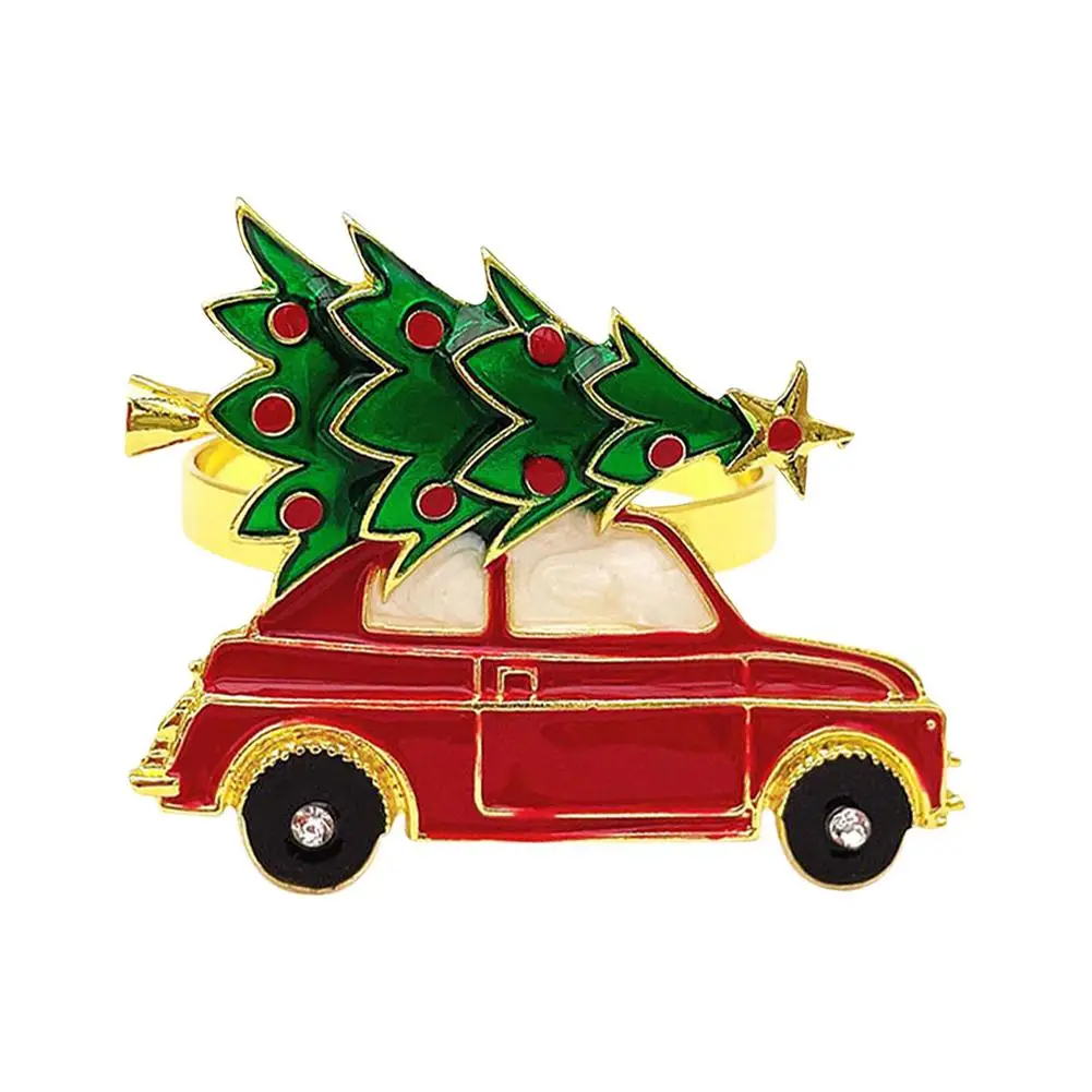 

Christmas Napkin Ring Holder Tree Car Pattern Napkin Buckle For Christmas Wedding Thanksgiving Dinner Table Decor
