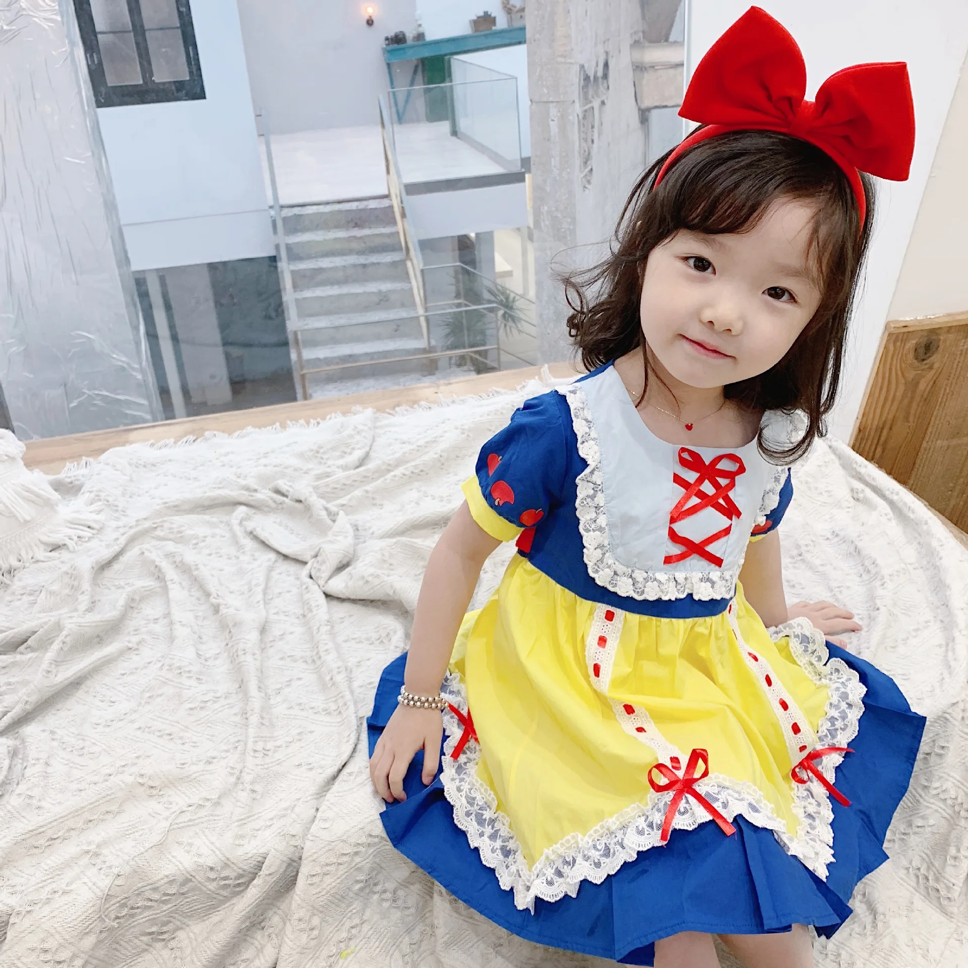 Tonytaobaby New Dress Girl's Cotton Open Back Love Girls Princess |