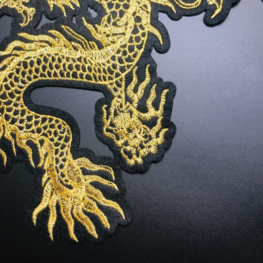 1 шт. большие золотые патчи с драконом железные нашивки вышивкой Аппликации для
