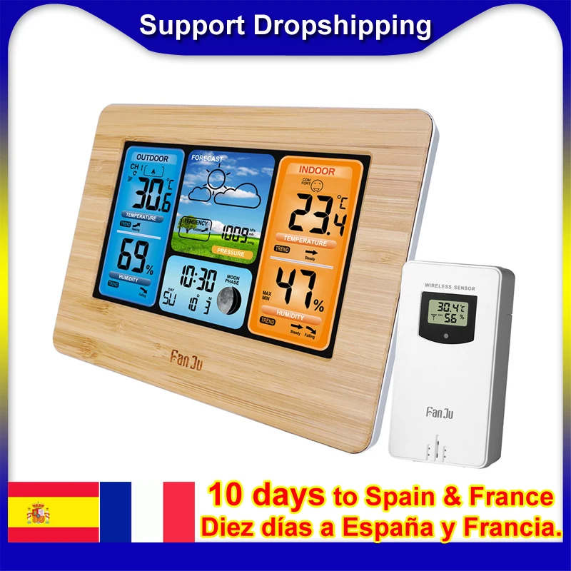 Цифровая метеостанция FJ3373 с термометром и будильником комнатный уличный прибор