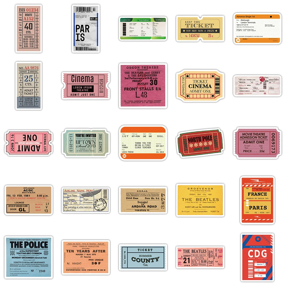 Pegatinas de billete de aire Retro para coche, motocicleta, equipaje, guitarra, monopat&iacute;n, pegatina de Graffiti divertida, juguete para chico, 10/30/50 Uds.-4