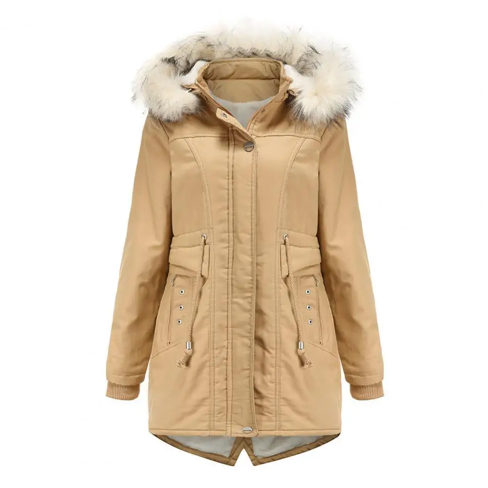 

Повседневное женское пальто, однотонная женская зимняя куртка на молнии с капюшоном и толстыми карманами, 2021, для повседневной носки, женск...
