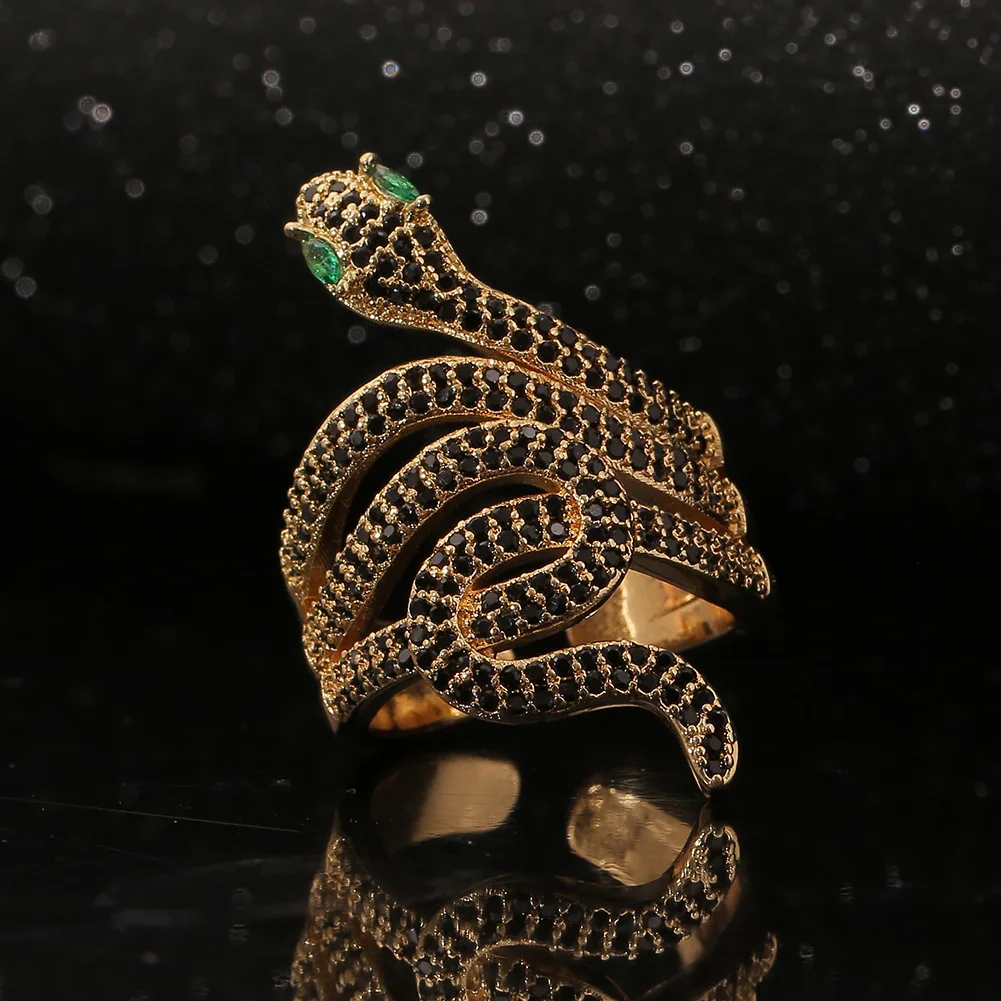 

Lady's Ring Copper-plated Real Gold Animal Cobra Hand Ornaments Luxurious Temperament Ring Accessories