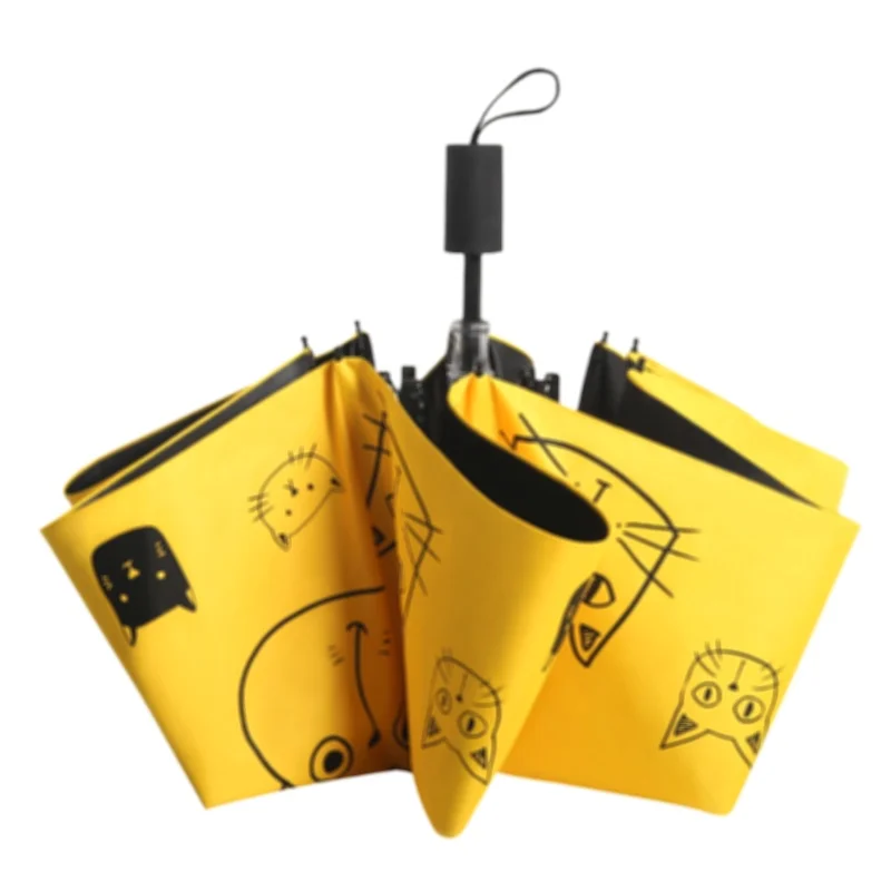 

Складной зонт для мужчин и женщин, мультяшный зонтик с черным покрытием и защитой от УФ излучения, для мальчиков, дождевой механизм, зонтик