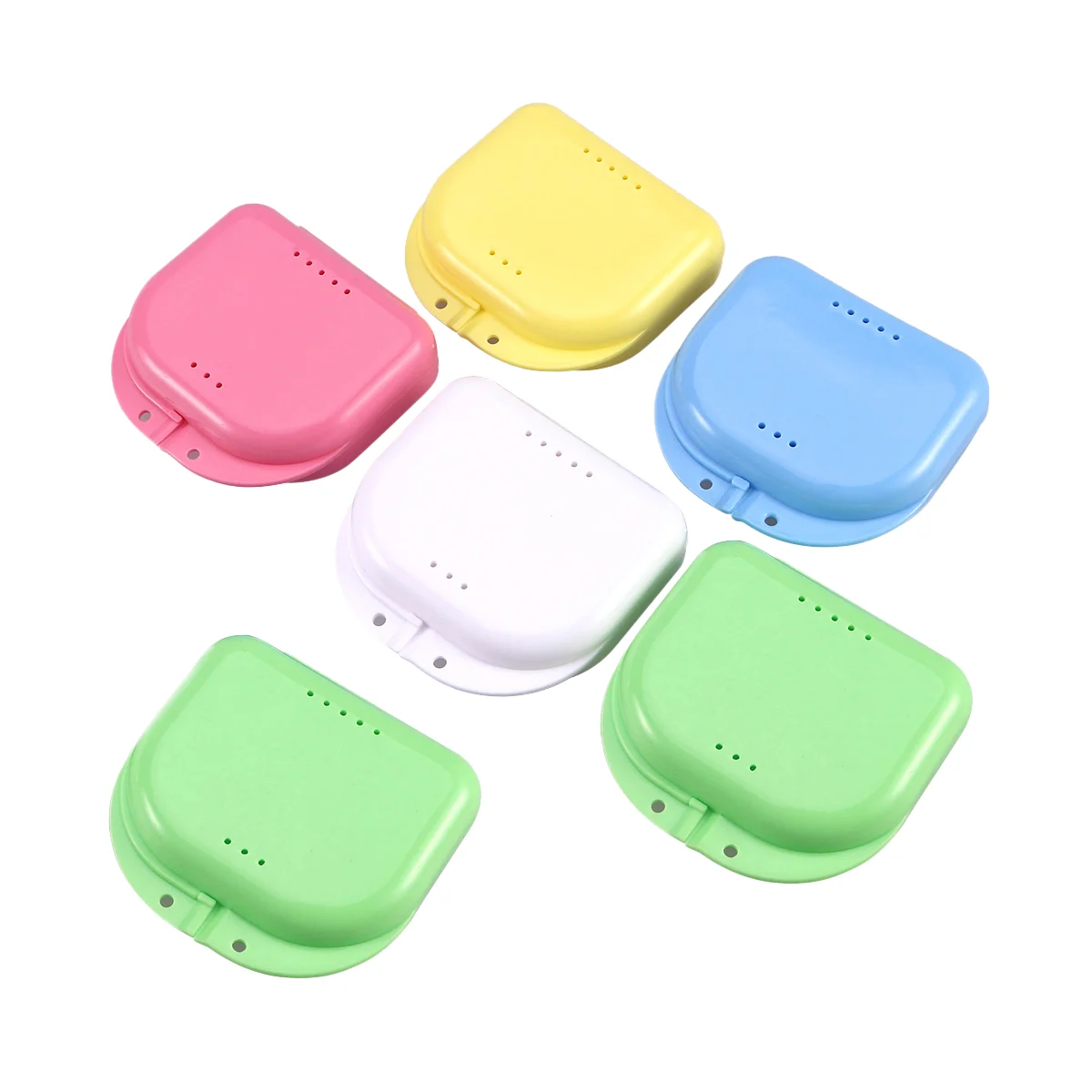 

6pcs Retainer Case Dentures Box Mouth Guard Case Orthodontic Denture Storage Container Holder (Random Color)