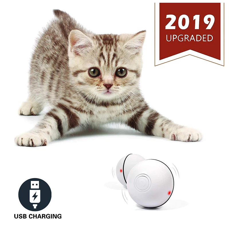 Умная интерактивная игрушка для кошек, USB перезаряжаемая светодиодная лампа, 360 градусов, самовращающийся шар, домашние животные, играющие игрушки, активированный движения, ПЭТ бал