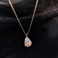 14k sterling gold color necklaces diamond pendant for women fashion white topaz gemstone gold pierscionki jewelry pendants