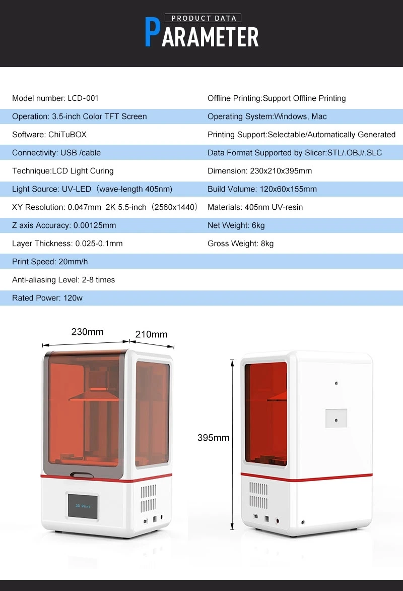 

IFun Photon 3D Printer UV Resin Printers With LCD -001 405nm Wavelength Light Curing 3d SLA Printer For Miniatures/Figures