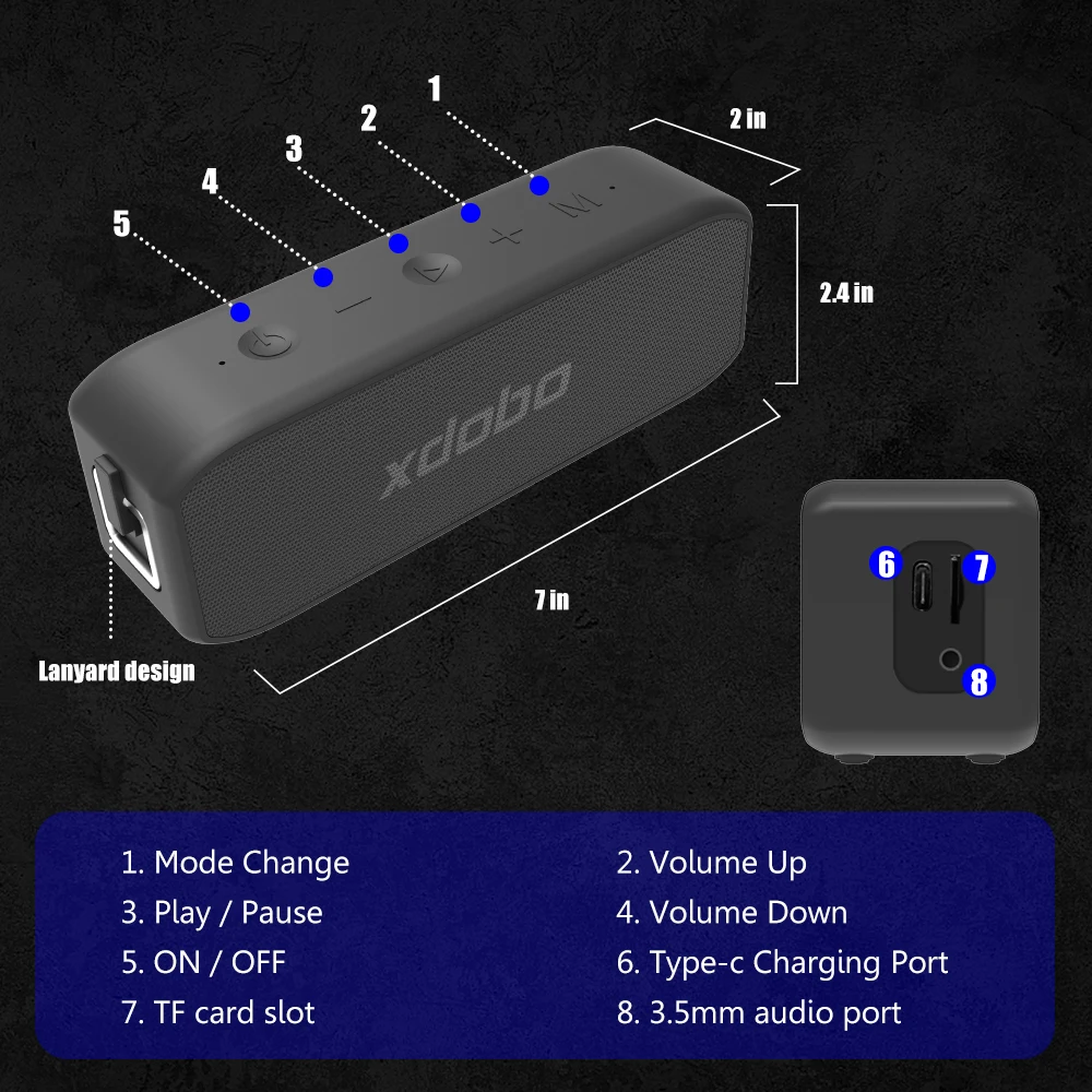 Xdobo Wing 2020 мини портативная Bluetooth-Колонка TWS Hifi Спортивная музыкальная звуковая
