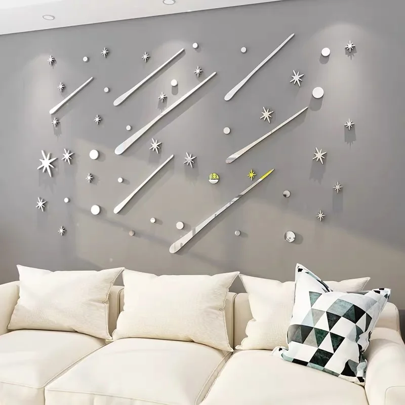 

WS167 Mirror meteor 3D acrylic wall sticker bedroom living room TV background wall layout ceiling creative decoration