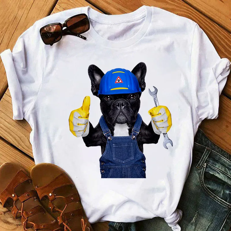 

Женская футболка с принтом музыкальной собаки в стиле Харадзюку, летняя модная забавная Спортивная футболка с собакой, повседневная женска...