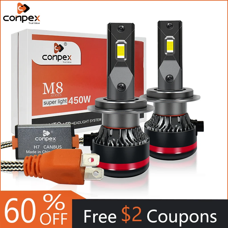2 шт. Conpex h7 светодиодные фары h4 led canbus h1 h11 h3 h8 h16 9005 9006 лампы h13 9007 D1s D2s D3s D4s