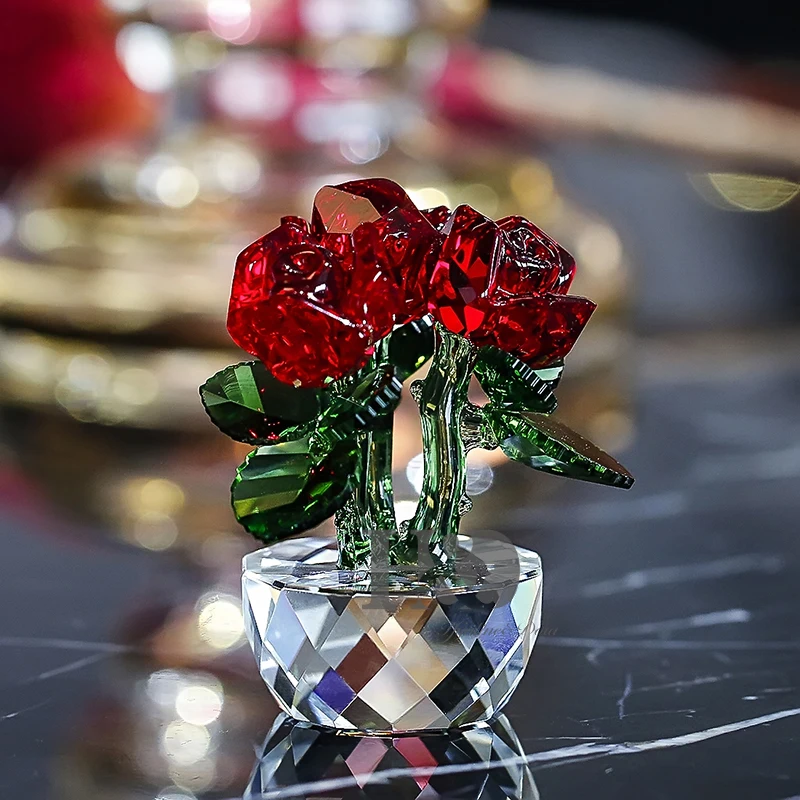Рождественские подарки H & D Хрустальные Фигурки из трех красных роз бумажные