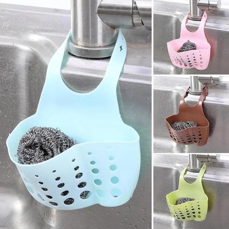 

1pcs Kitchen Dish Cloth Sponge Storage Bag Sink Holder Hanging Portable Bath Drain Holder Storage Soap Basket Supplies Bag C3Z7