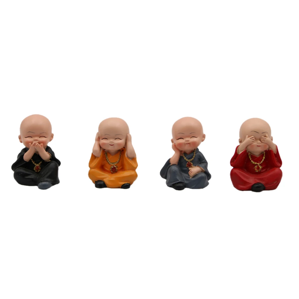 

4Pcs Miniature Figurine Home Desk Decor Fairy Garden DIY Craft Kung fu Monk