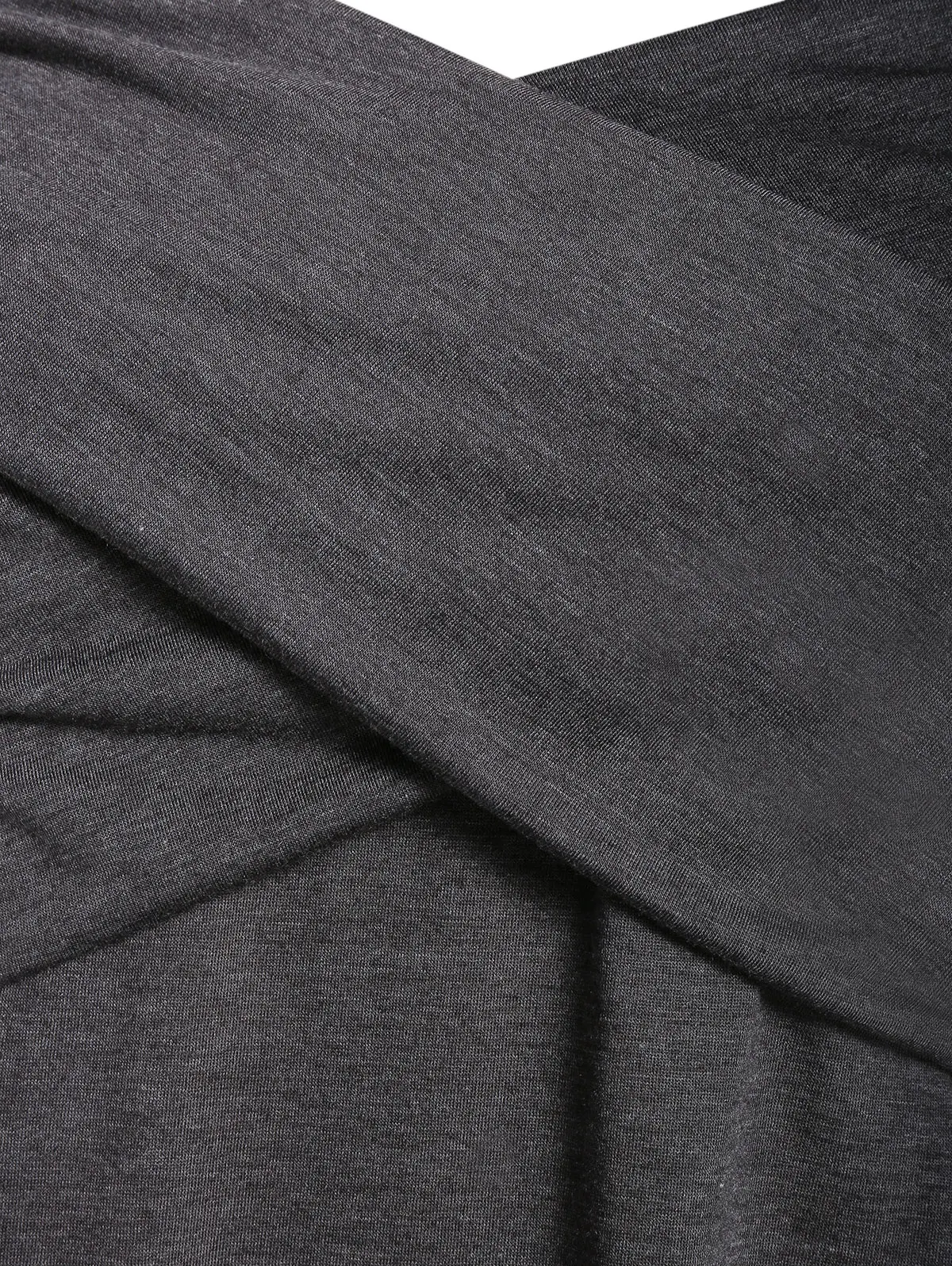 ROSEGAL размера плюс Передняя Крест Ruched открытый плечо футболка для женщин Спагетти ремень Твердые Топы Высокая талия длинный рукав тройники осень