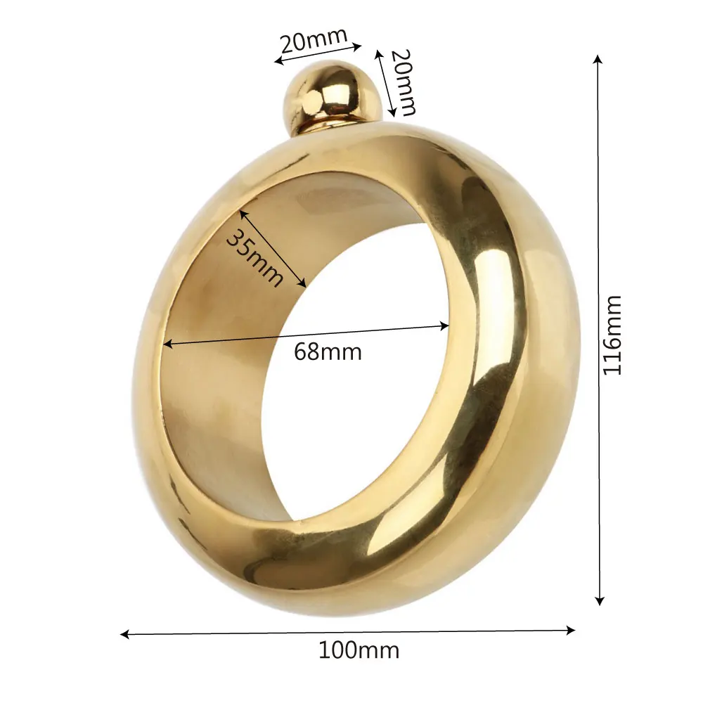 

Wine Bottle 3.5 oz for Whiskey Vodka Alcohol Bracelet Elegant Bangle Hip Flask Round Chic Hip Flask Drinkware Accessories