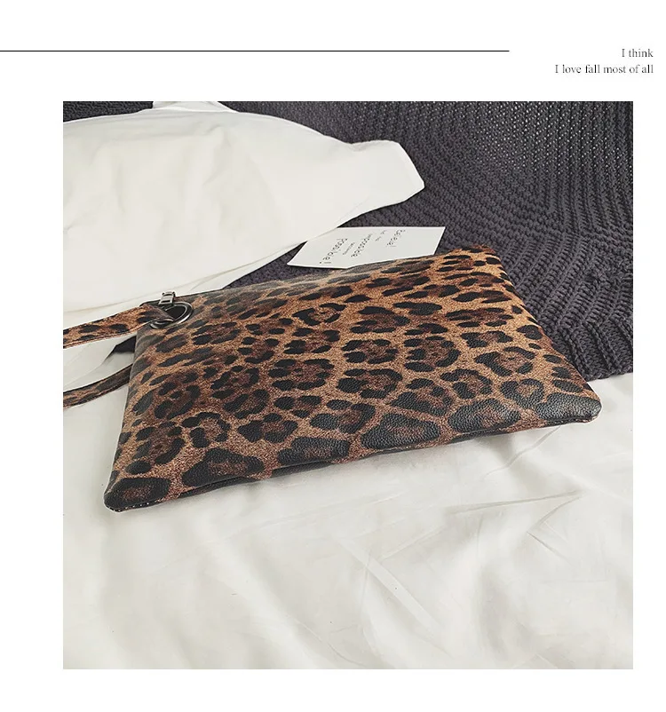 

PU Leather Ins Clutch Bag Ladies 2020 Trendy Korean Version of Leopard Temperament Retro Fashion Flat Bags All-match Sac A Dos
