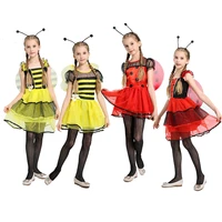 red bug fairy dresswingsheadress kids animal honey bee fairy costumes for girls christmas party halloween cosplay costume 3pcs