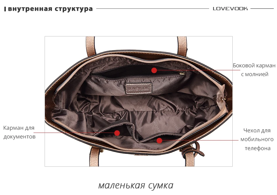 Женский набор сумок 3 шт LOVEVOOK, большая повседневная сумка на плечо, маленькая сумочка через плечо для девочек и дамы, длинный клатч с коротким ремешком для телофона, из искусственной кожи, для всех сезонов