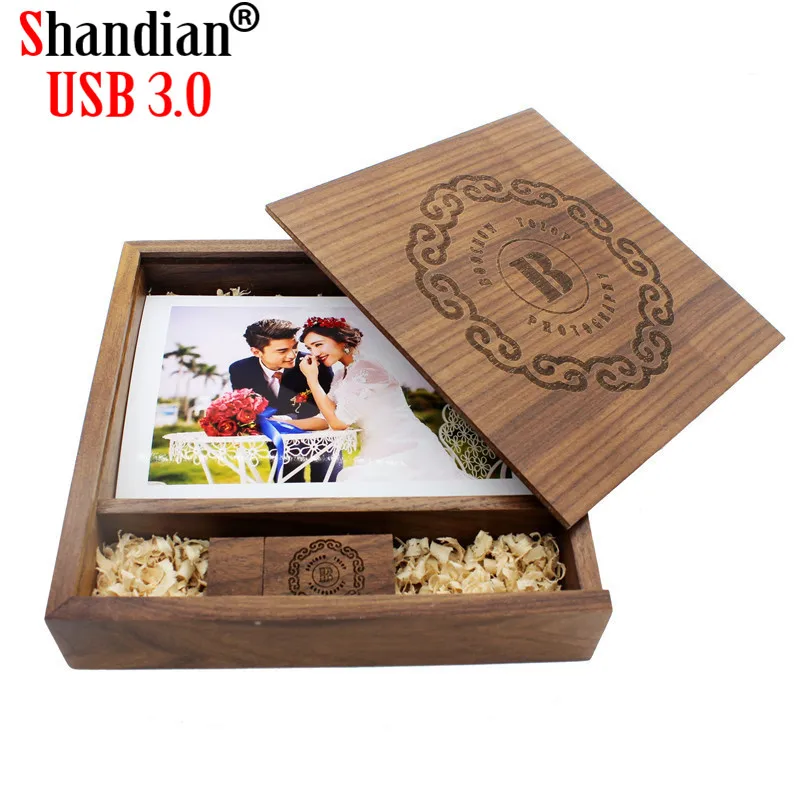 Флэш-накопитель флеш-диск USB 2 0 фотографий деревянная коробка 4/8/16/32/64/128 ГБ