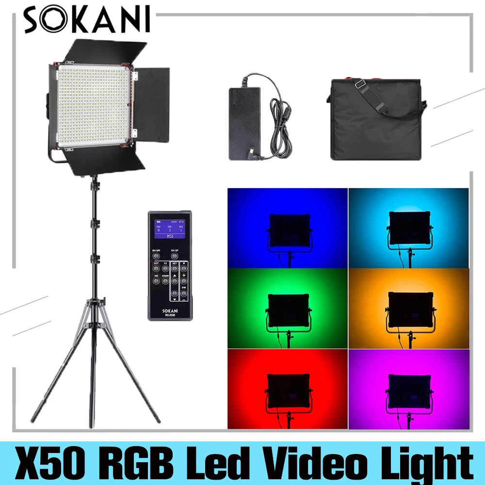 Светодиодная панель Sokani X50 RGB с пультом дистанционного управления, ламсветильник для фотосъемки 50 Вт для фотостудии Tiktok Live Youtube