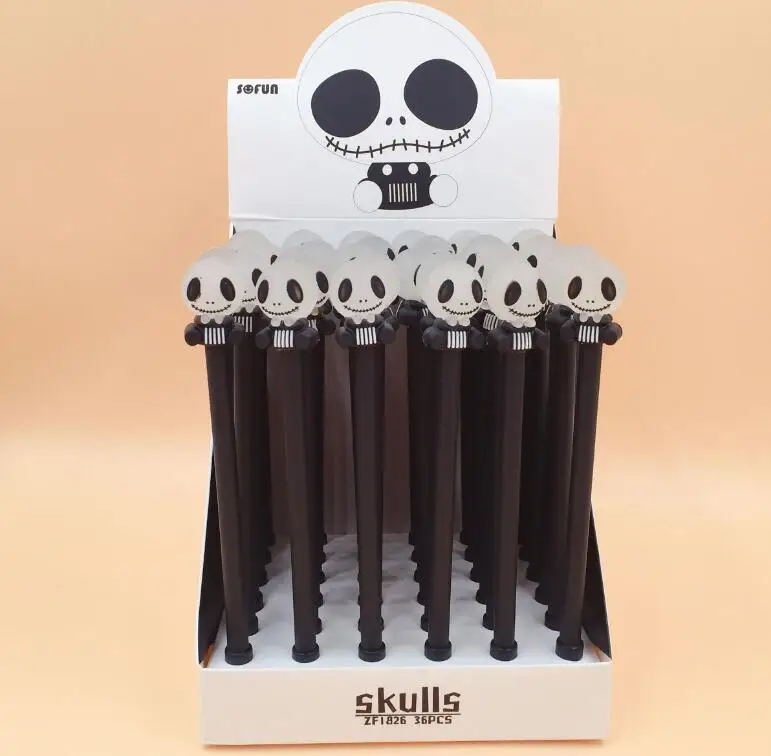 skull 36 шт./упак. разные дизайны с черепами и другими рисунками медведя, платье принцессы с принтом «обезьяна» Альпака Творческий Стиль гелевая ручка унисекс Ручка-роллер ручка - Цвет: skull