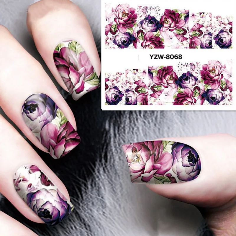 1 лист стикеры 3D на ногти Nail Art слайдеры Цветы Листья Мандала бабочки милый узор