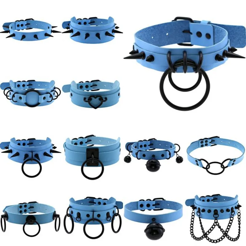 Ожерелье с круглым шипом в стиле Харадзюку голубого цвета готическом Y2K